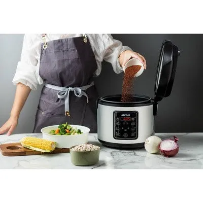 New - Aroma 20 Cup Digital Multicooker & Rice Cooker - Stainless Steel