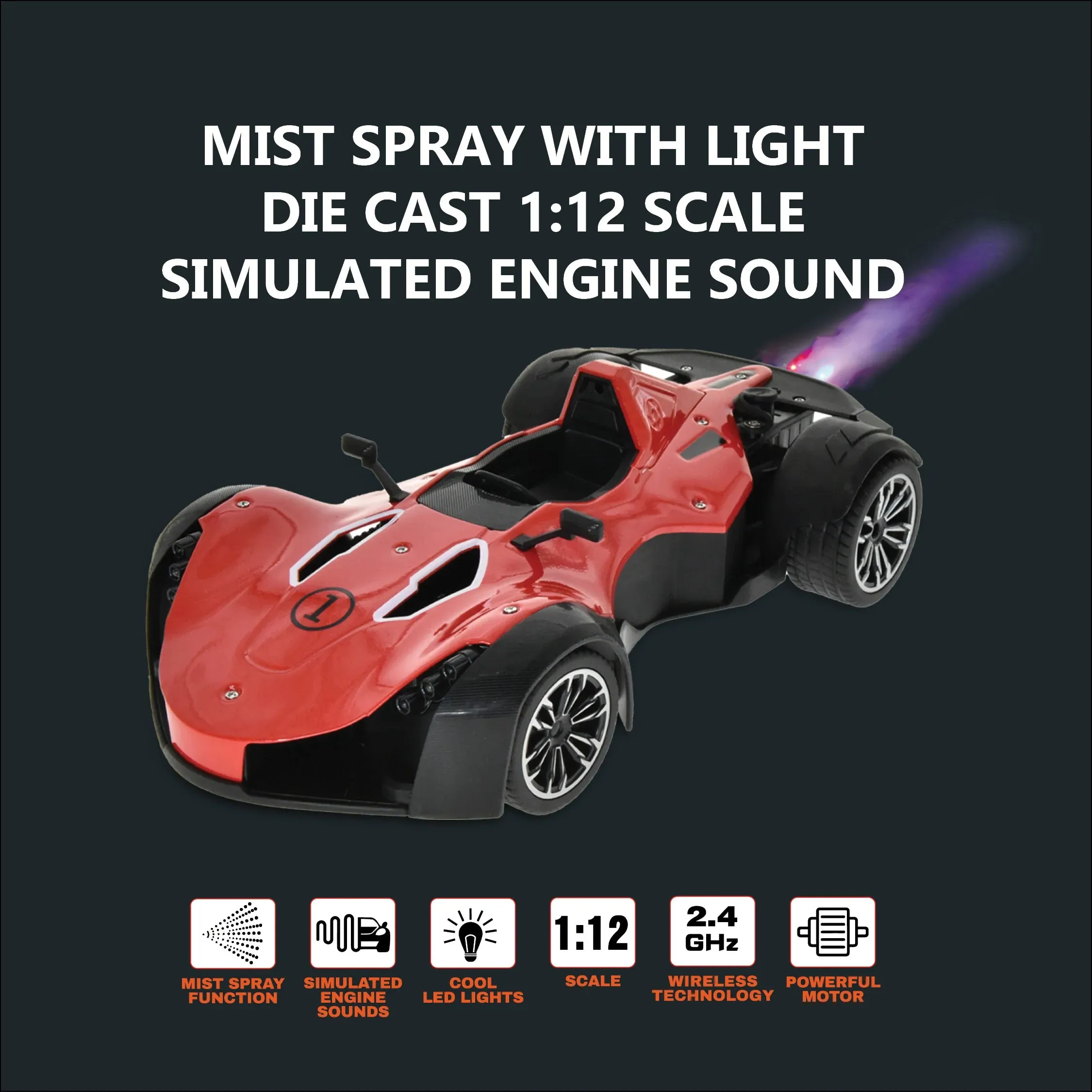 New Classic Remote Control Car Rechargeable - Die Cast Body Car Toys for Kids with Mist Spray Racing Car, 1:12 Scale 2.4 GHz Remote Car