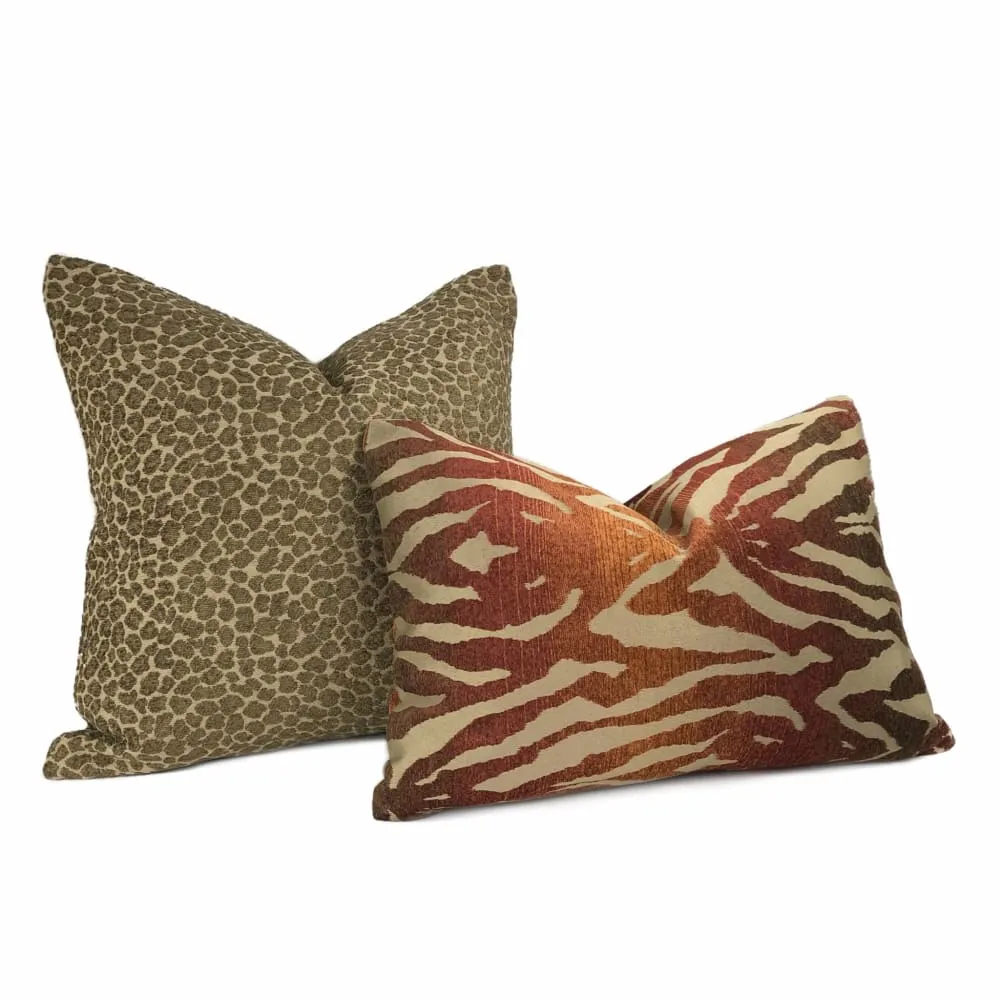 Niobe Brown Leopard Spots Chenille Pillow Cover