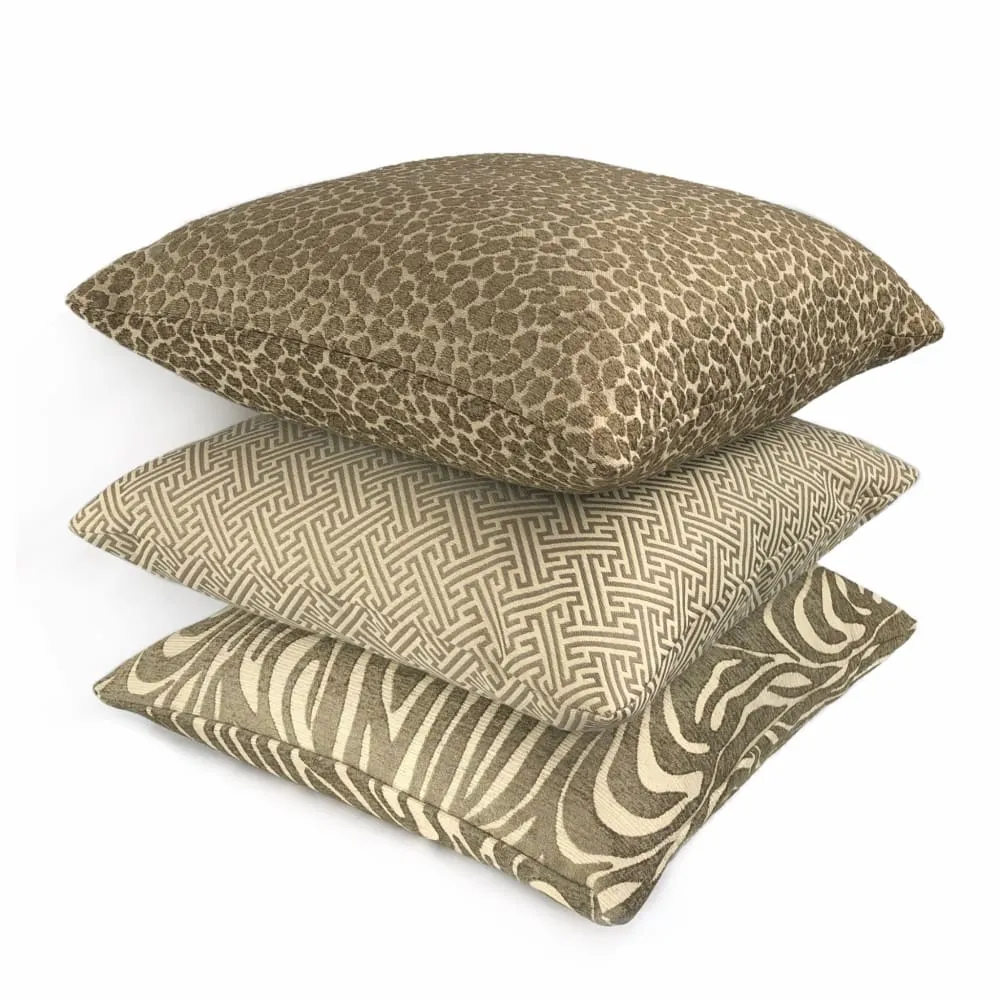 Niobe Brown Leopard Spots Chenille Pillow Cover