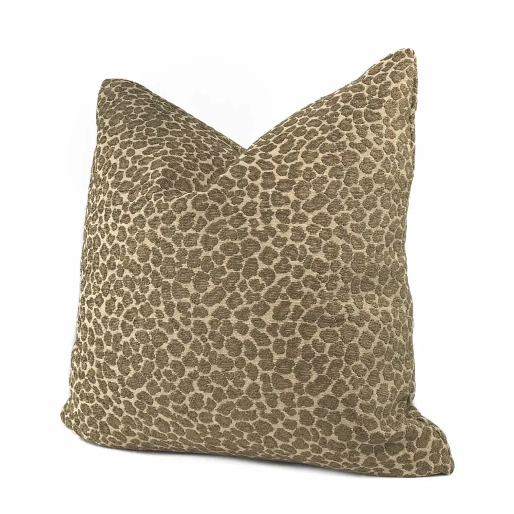 Niobe Brown Leopard Spots Chenille Pillow Cover