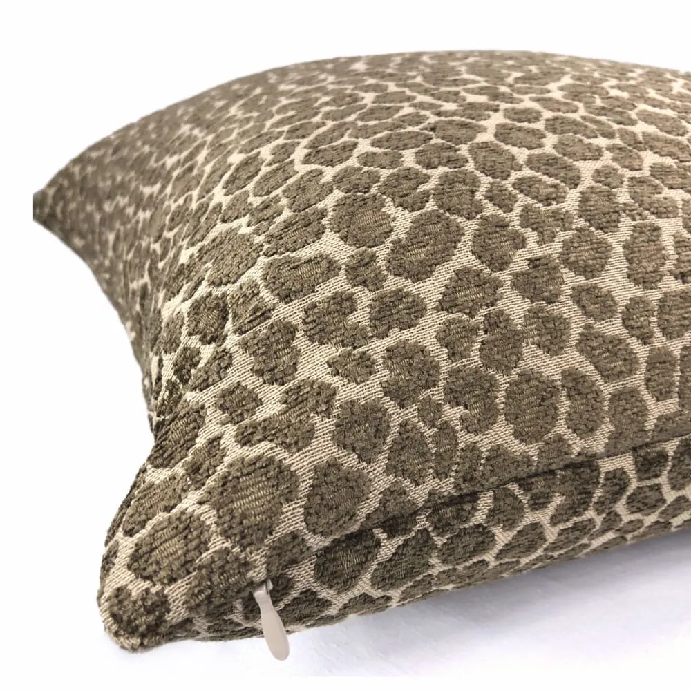 Niobe Brown Leopard Spots Chenille Pillow Cover