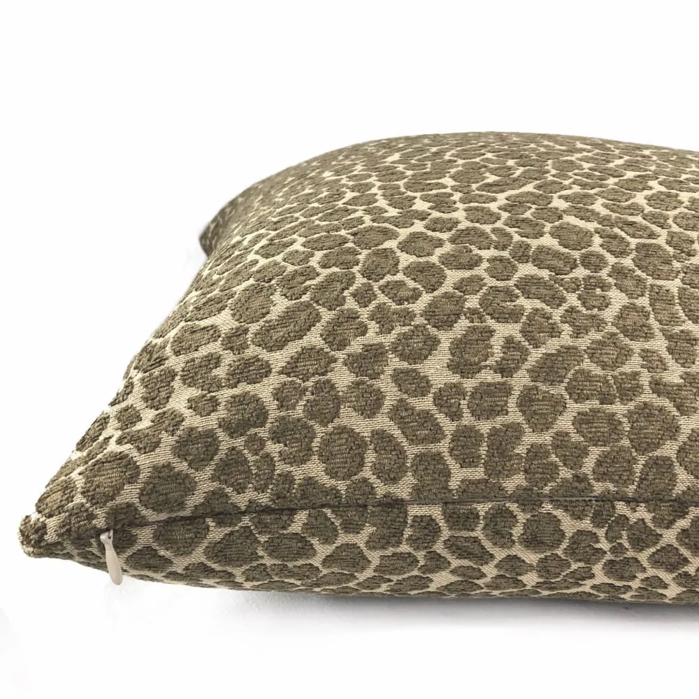 Niobe Brown Leopard Spots Chenille Pillow Cover