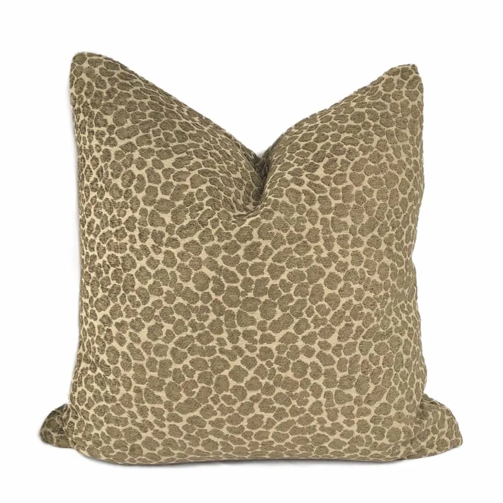 Niobe Brown Leopard Spots Chenille Pillow Cover