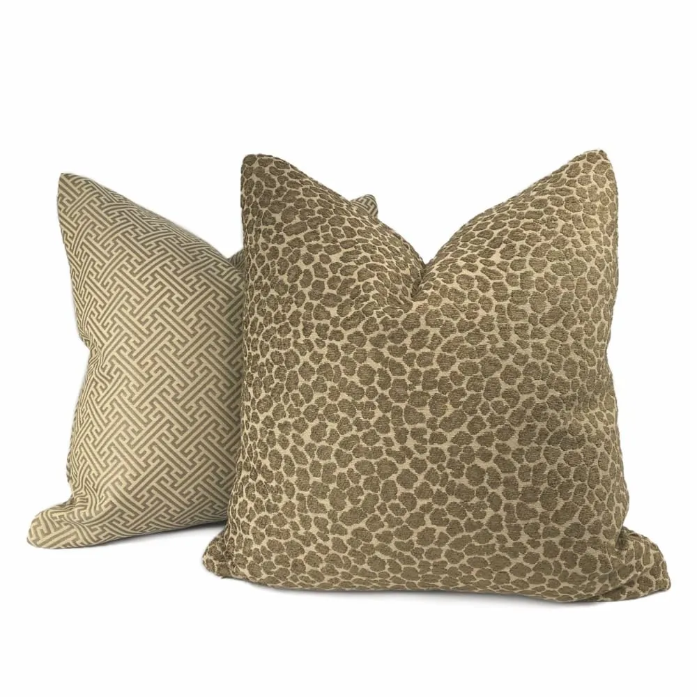 Niobe Brown Leopard Spots Chenille Pillow Cover