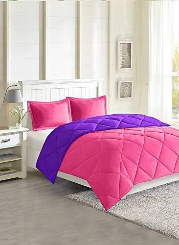 Omoroze Reversible Single Bed Quilt Comforter Blanket -Purple Pink(Soft Microfiber)