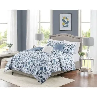 Open Box - 5pc King Ramona Seersucker Tulip Print Comforter Bedding Set - White