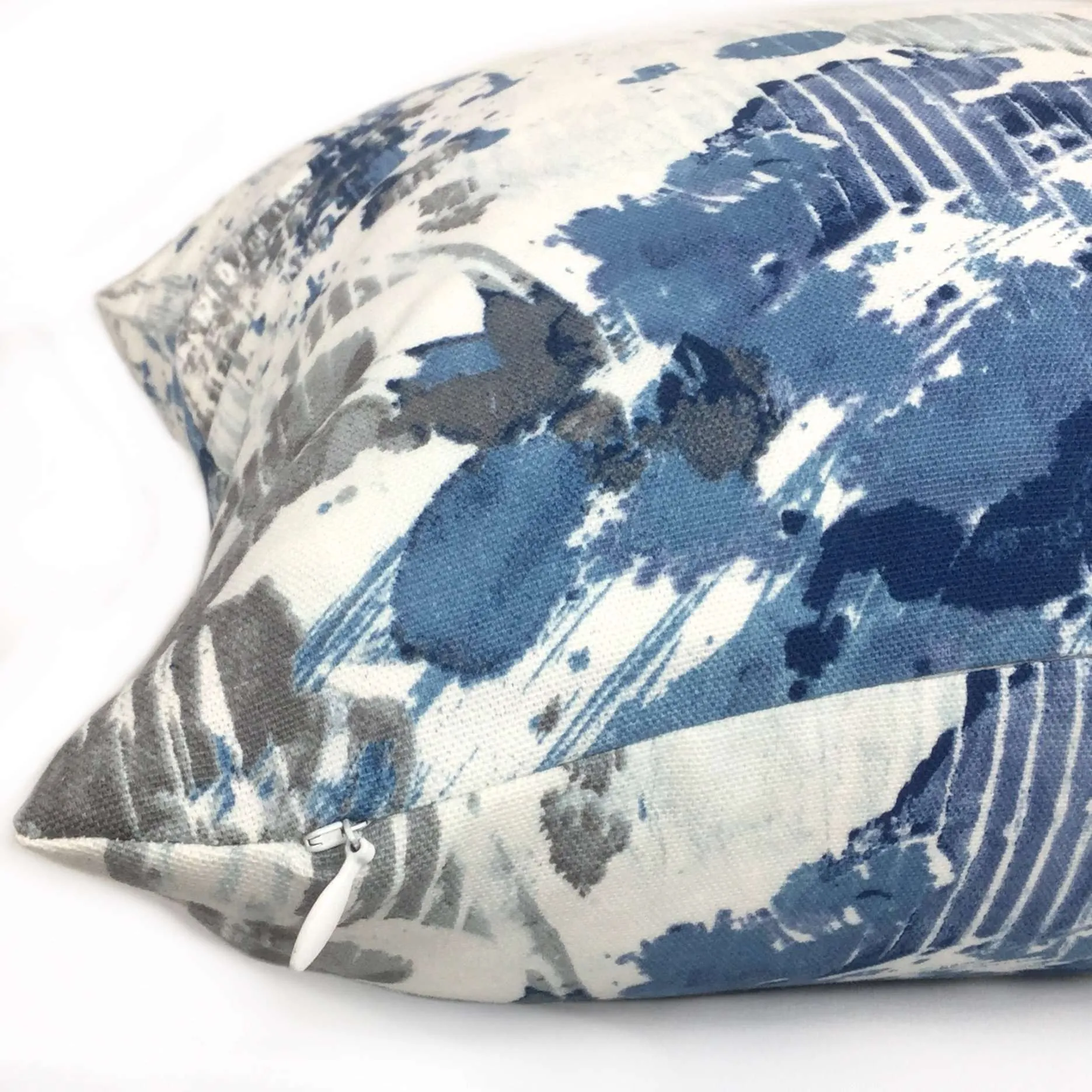 Orinoco Blue Gray White Modern Art Cotton Print Pillow Cover