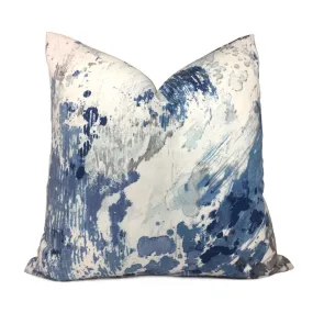 Orinoco Blue Gray White Modern Art Cotton Print Pillow Cover