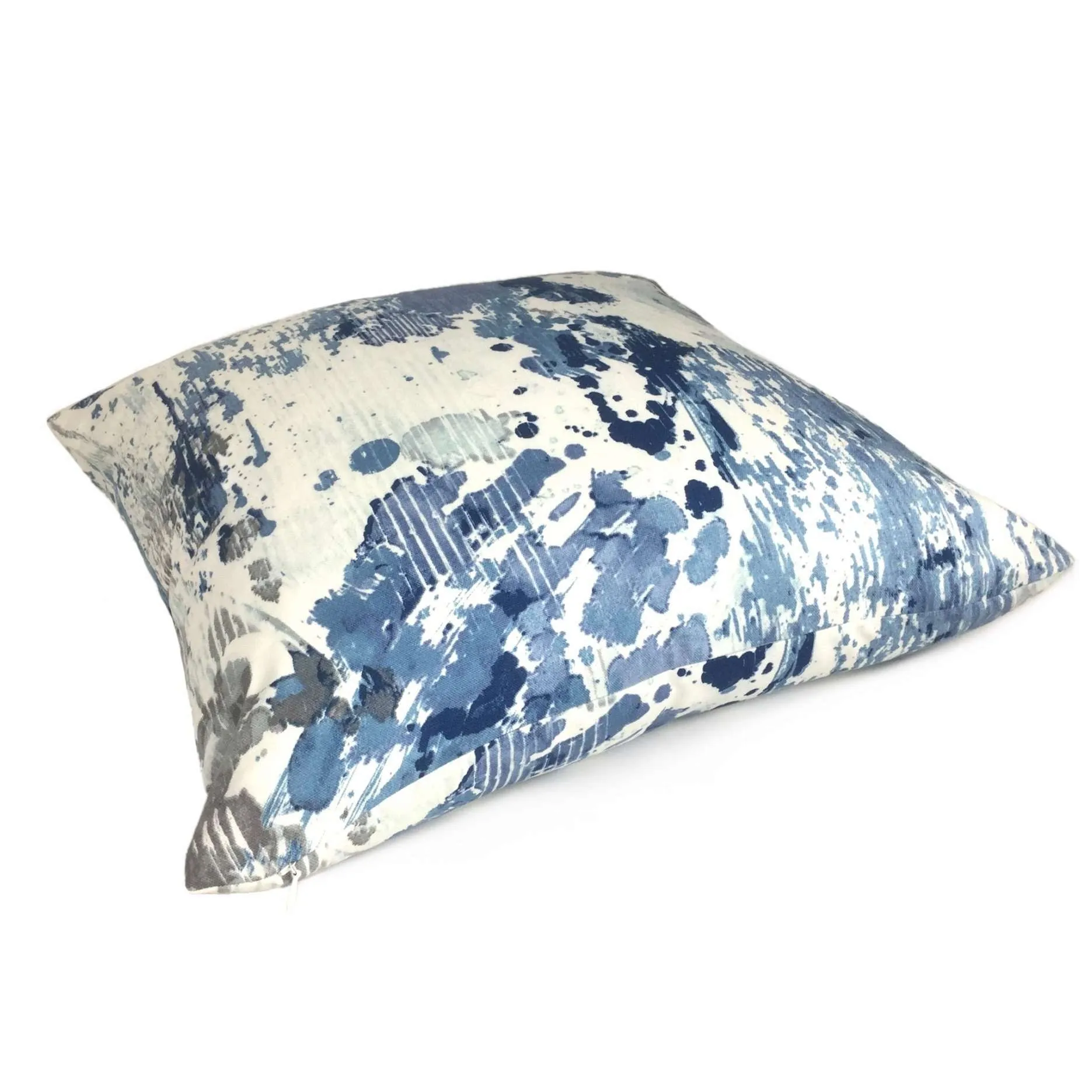 Orinoco Blue Gray White Modern Art Cotton Print Pillow Cover