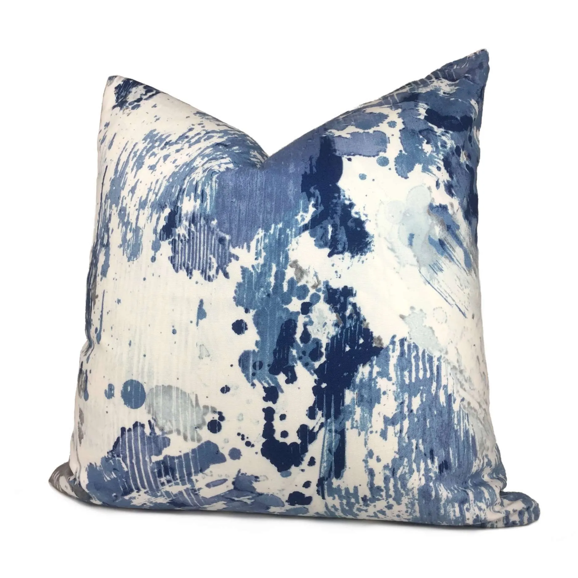 Orinoco Blue Gray White Modern Art Cotton Print Pillow Cover