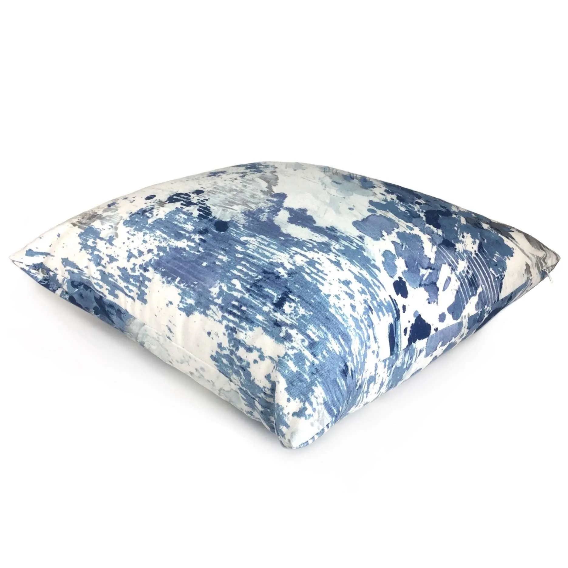 Orinoco Blue Gray White Modern Art Cotton Print Pillow Cover