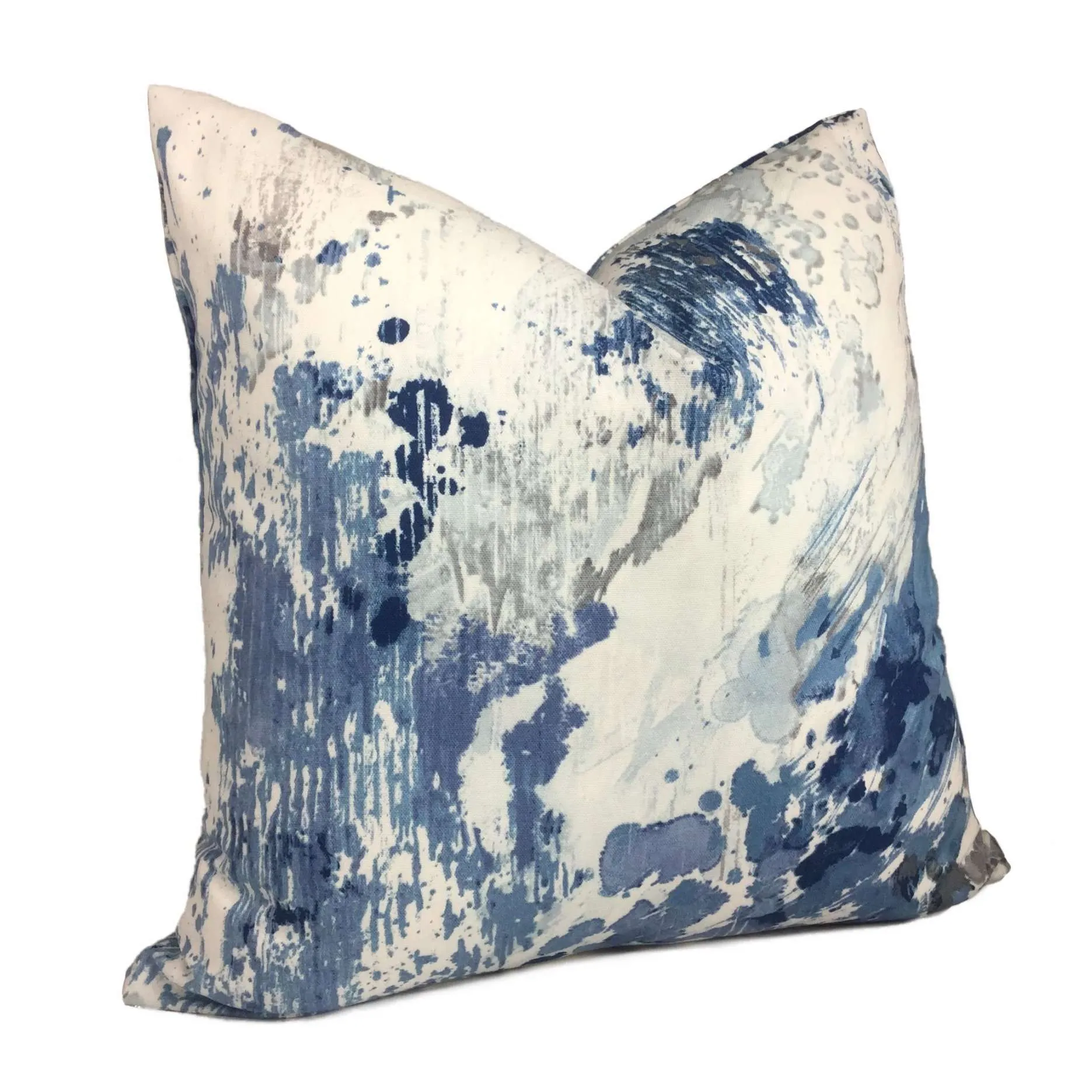 Orinoco Blue Gray White Modern Art Cotton Print Pillow Cover