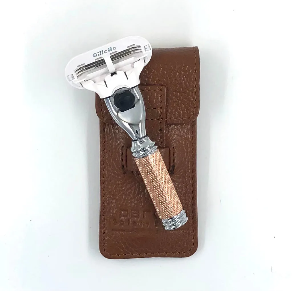 Parker Venus Travel Razor & Leather Case - Compact Size