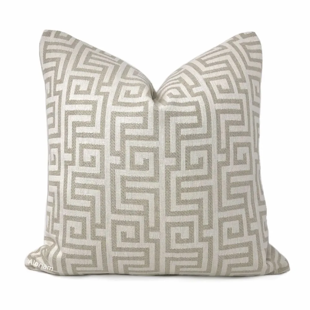 Parthenon Ecru Beige Greek Key Pillow Cover (Fabric by the Yard available)