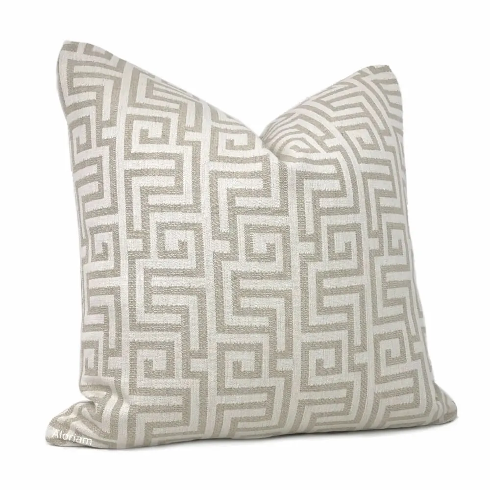 Parthenon Ecru Beige Greek Key Pillow Cover (Fabric by the Yard available)