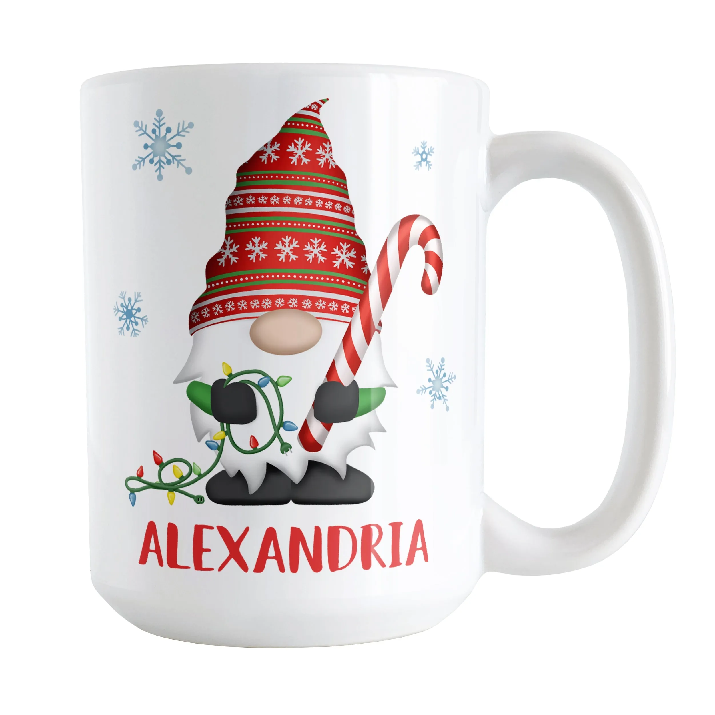 Personalized Holiday Candy Cane Gnome Mug