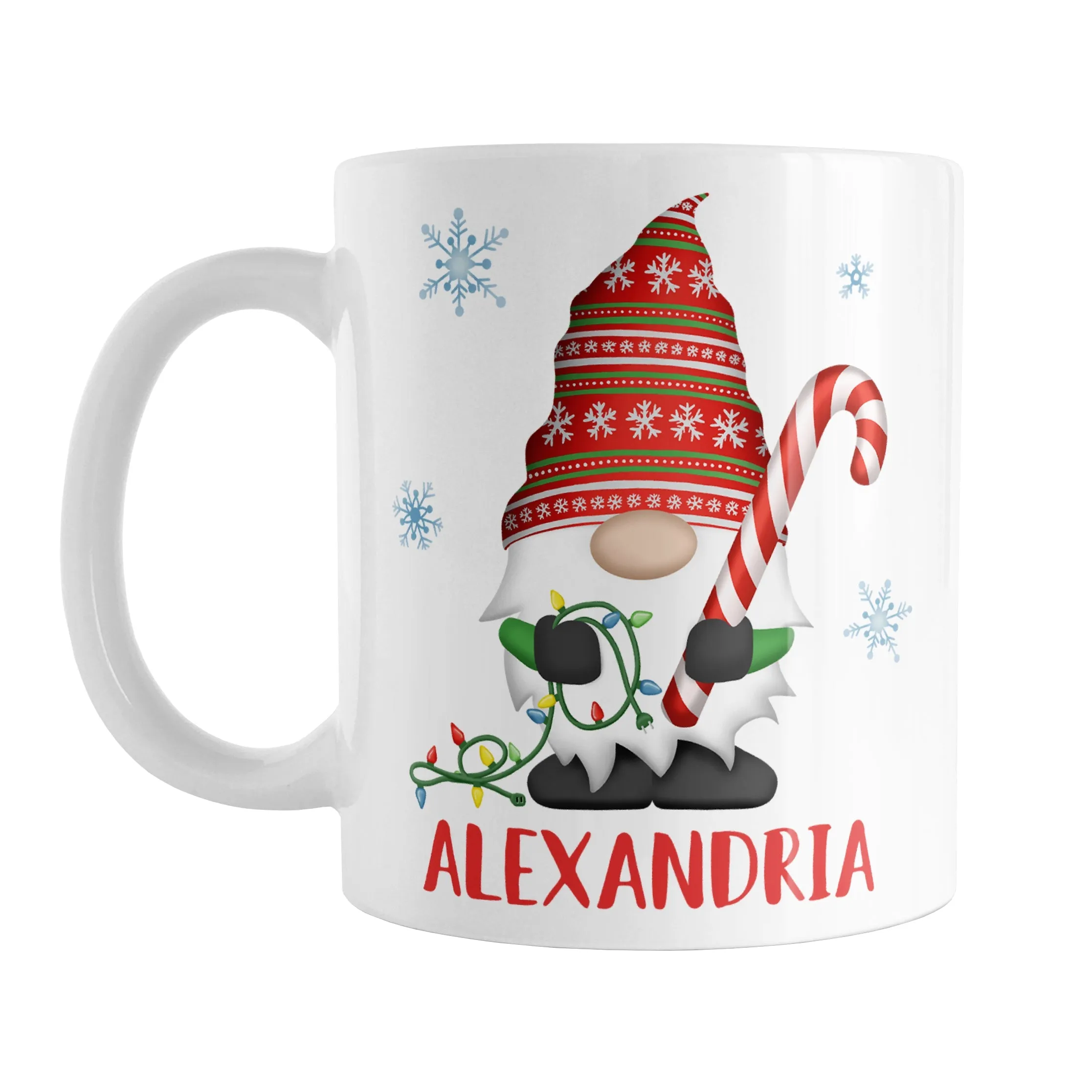 Personalized Holiday Candy Cane Gnome Mug