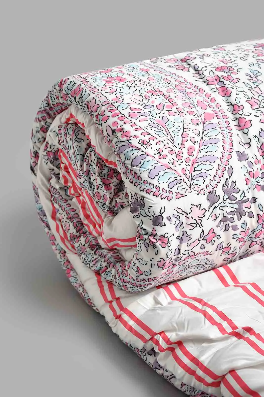 Pink Paisley Print 6-Piece Comforter Set (Double Size)