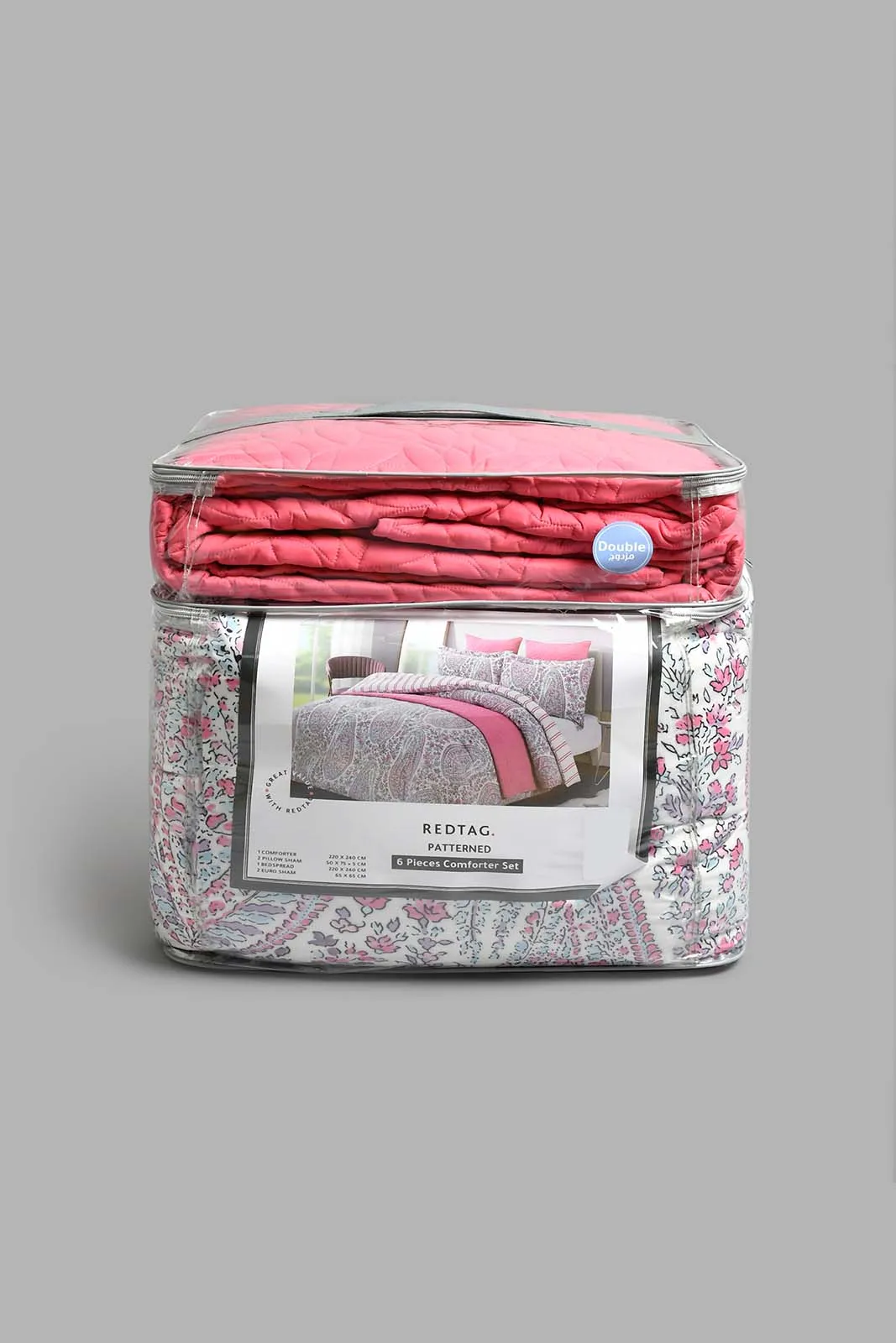 Pink Paisley Print 6-Piece Comforter Set (Double Size)