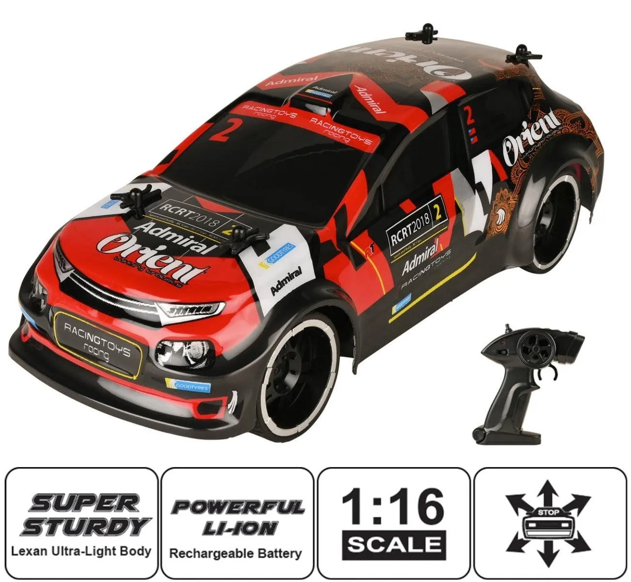 Playzu Rally Xtreme 1:16 Scale R/C Car - Red for Ages 6 