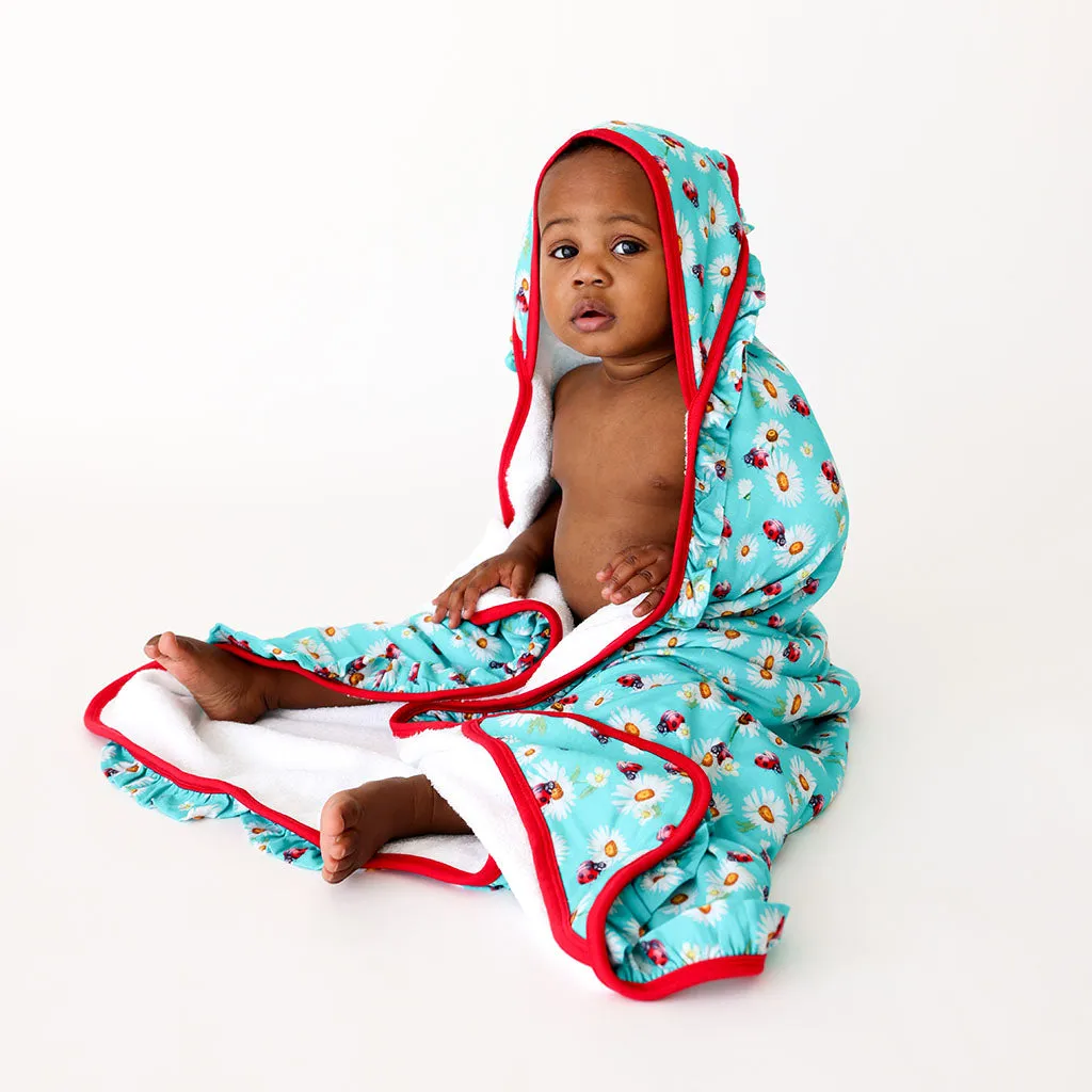 Posh Peanut Ladybug Ruffled Hooded Towel