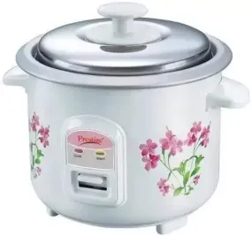 Prestige PRWO 0.6 L Electric Rice Cooker with 2 cooking pans|Detachable power cord|Durable body|Cool touch handles|White| Raw capacity-0.3L|Cooked capacity-0.6 L|Cooks for a family of 1 to 2 members