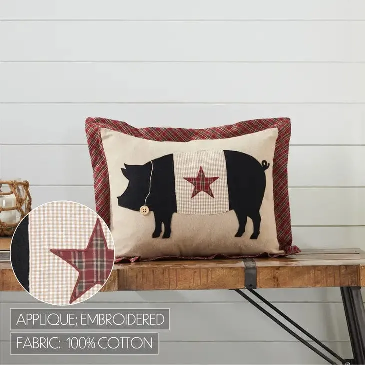 Primitive Pig Pillow 14x18 Cider Mill