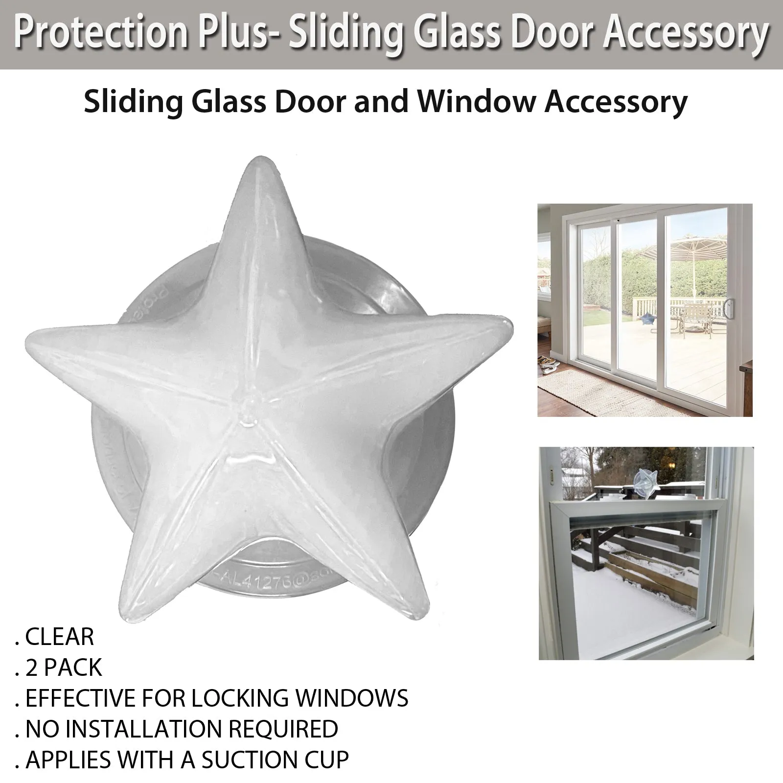 Protection Plus- Sliding Glass Door and Window Accessory -Clear -2 Pack