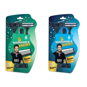 Pursonic Mario Lopez Disposable Razors Bundle - Green & Blue