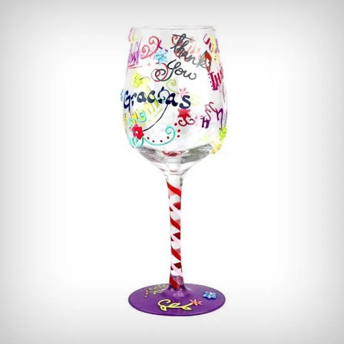 "Thank You! Gracias!" Wine Glass