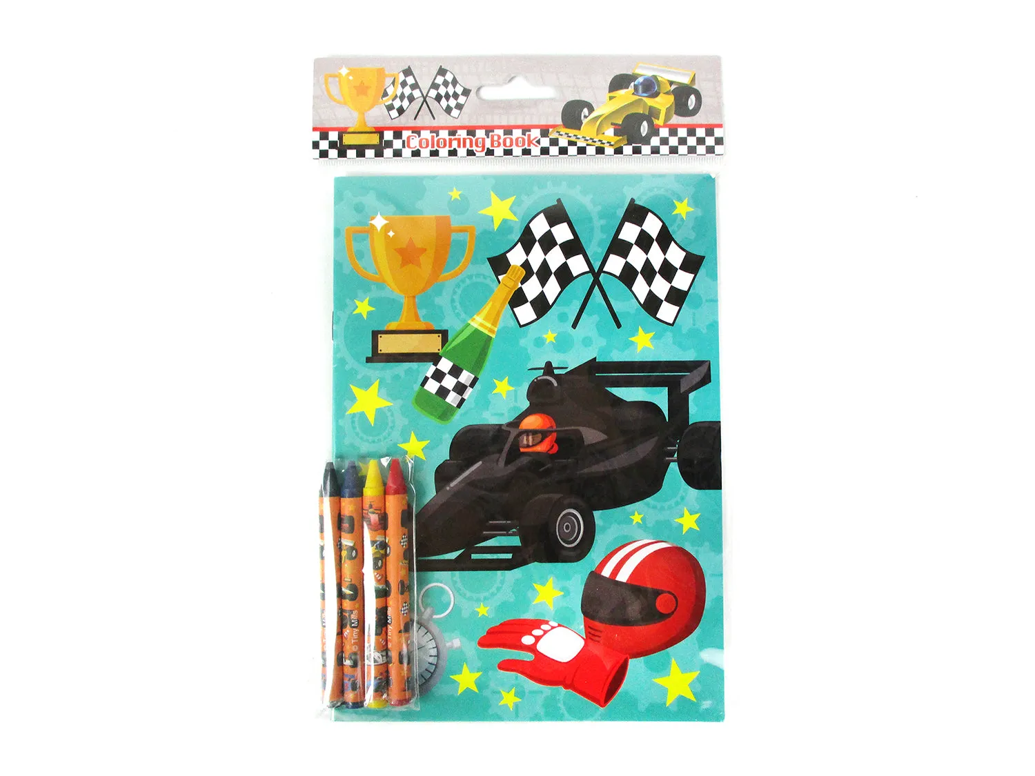 Race Car Coloring Books with Crayons Party Favors - Set of 6 or 12