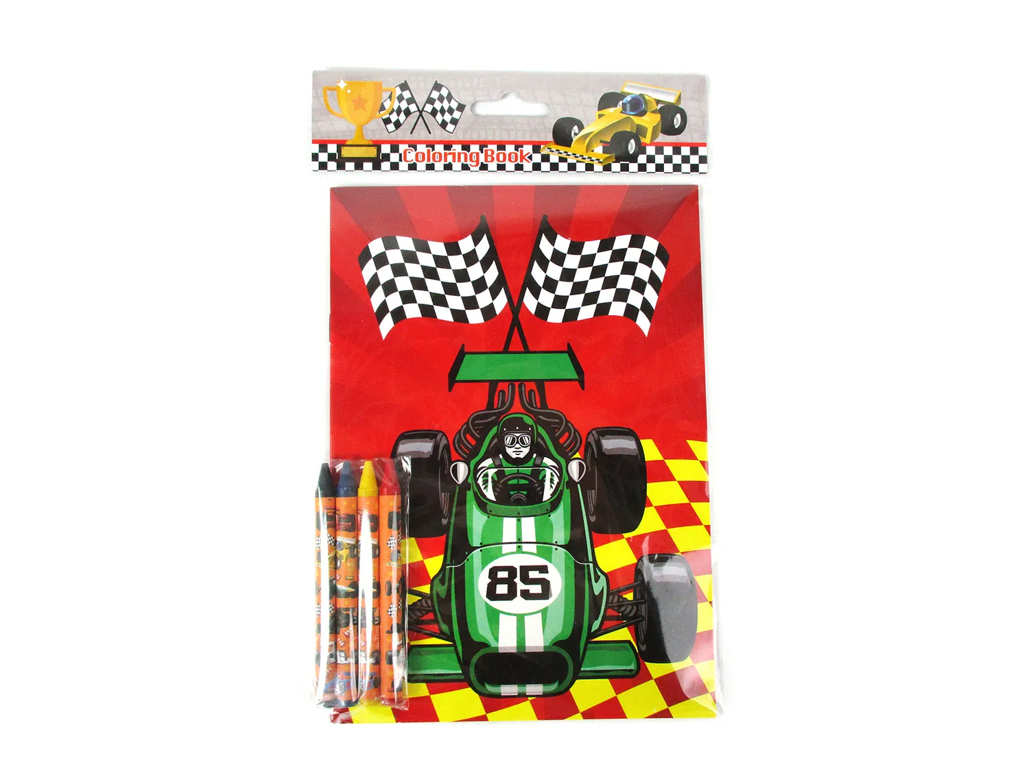 Race Car Coloring Books with Crayons Party Favors - Set of 6 or 12