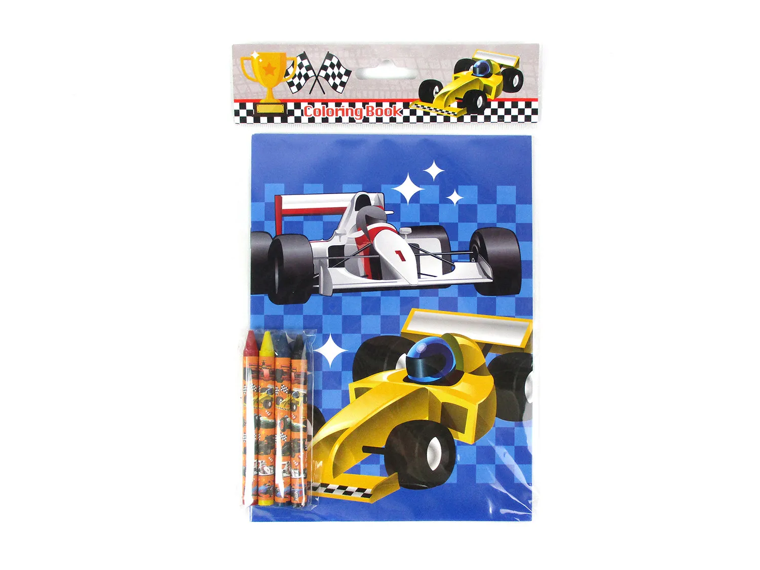 Race Car Coloring Books with Crayons Party Favors - Set of 6 or 12