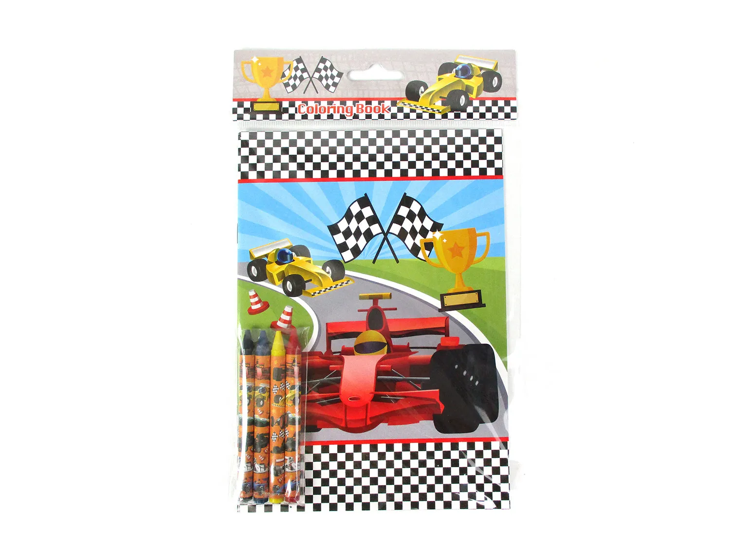 Race Car Coloring Books with Crayons Party Favors - Set of 6 or 12