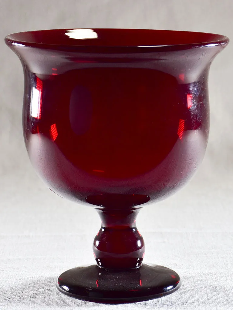 Rare red / purple Italian blown glass cup - 1940's 9"