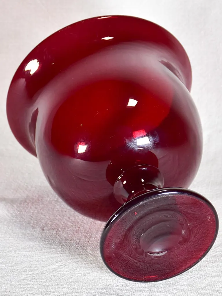 Rare red / purple Italian blown glass cup - 1940's 9"