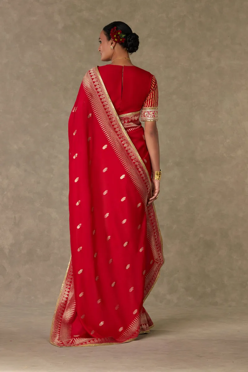 Red Haath Phool Saree