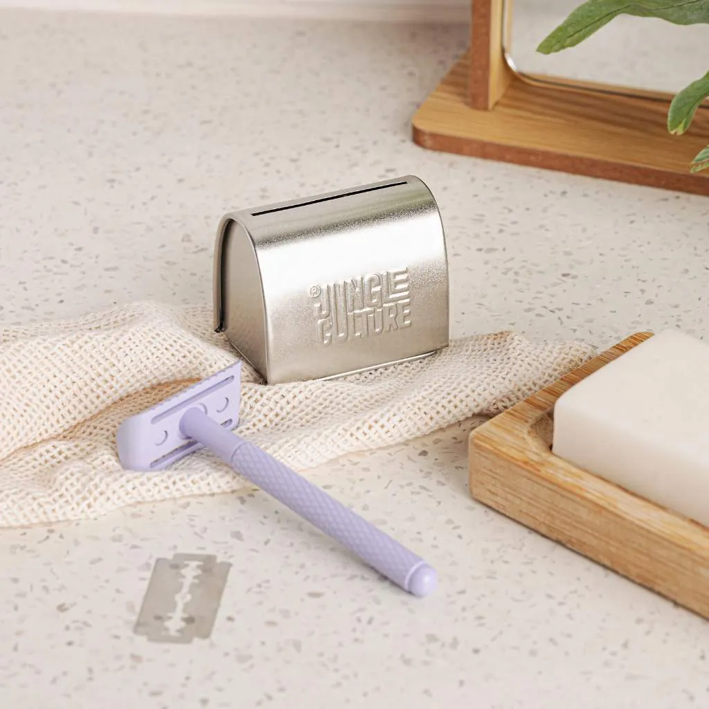 Reusable Metal Safety Razors - Includes 10x Razor Blades: Lilac