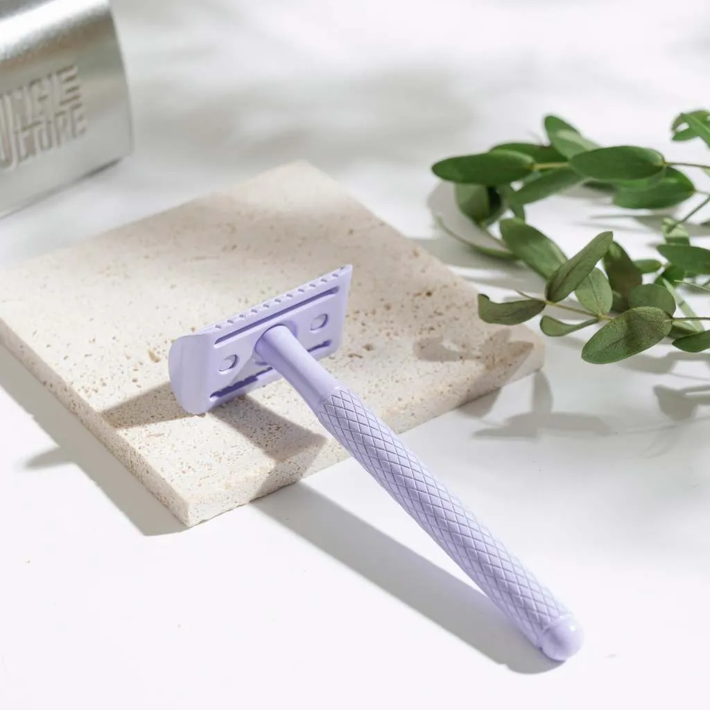 Reusable Metal Safety Razors - Includes 10x Razor Blades: Lilac