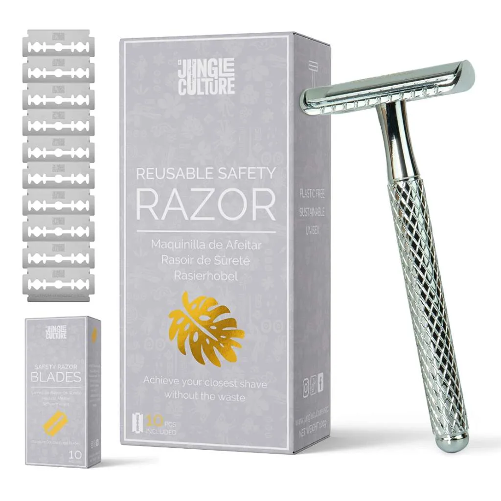 Reusable Metal Safety Razors - Includes 10x Razor Blades: Lilac