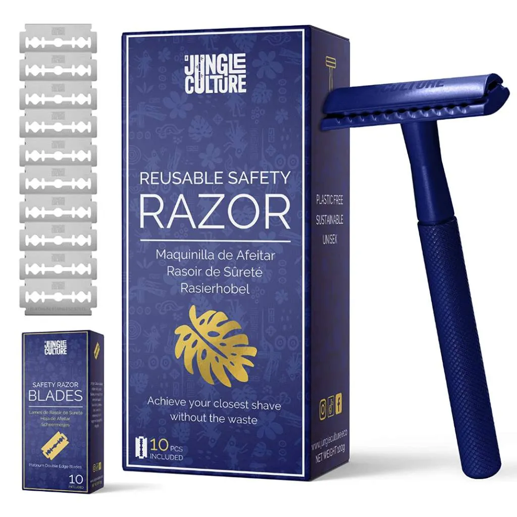 Reusable Metal Safety Razors - Includes 10x Razor Blades: Lilac