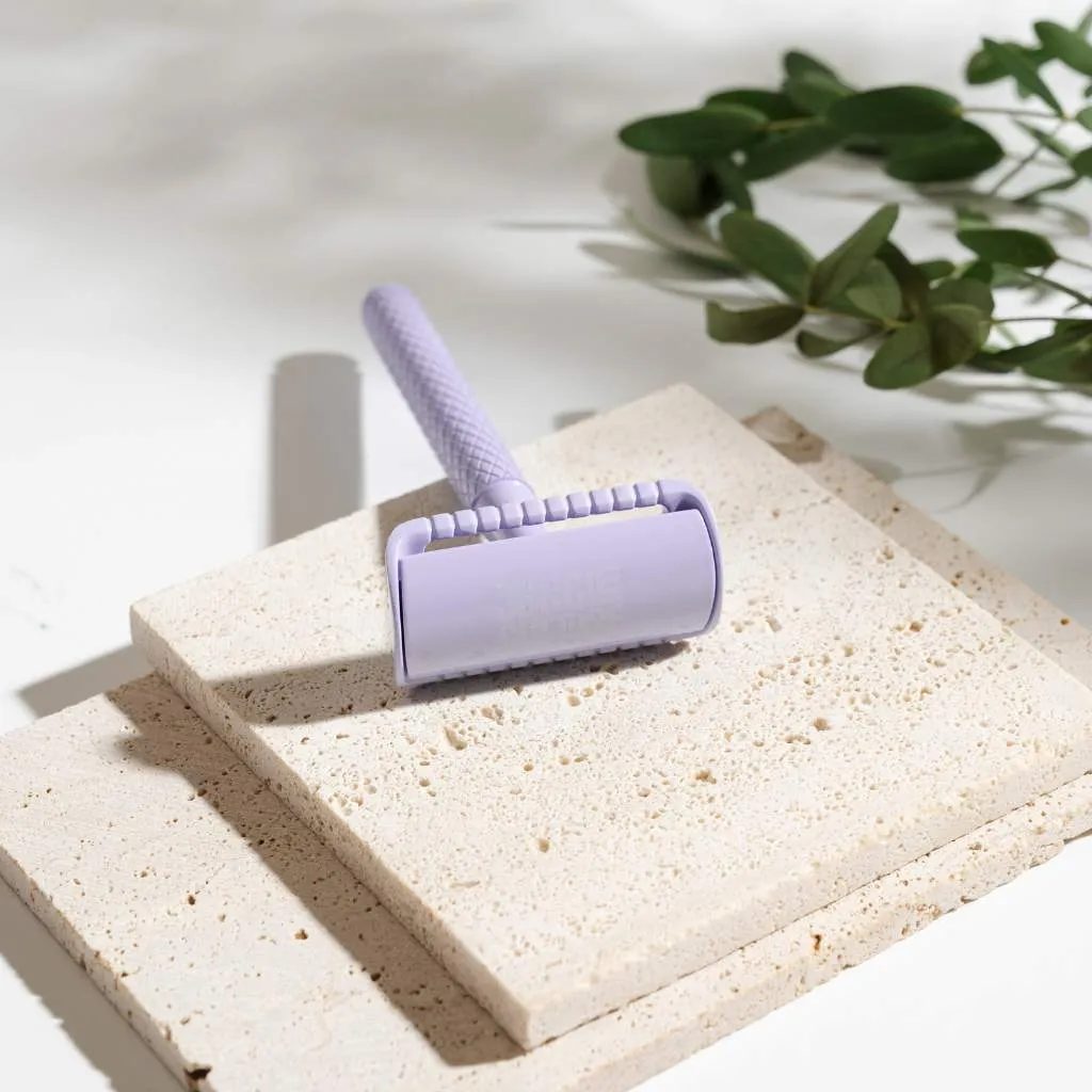 Reusable Metal Safety Razors - Includes 10x Razor Blades: Lilac