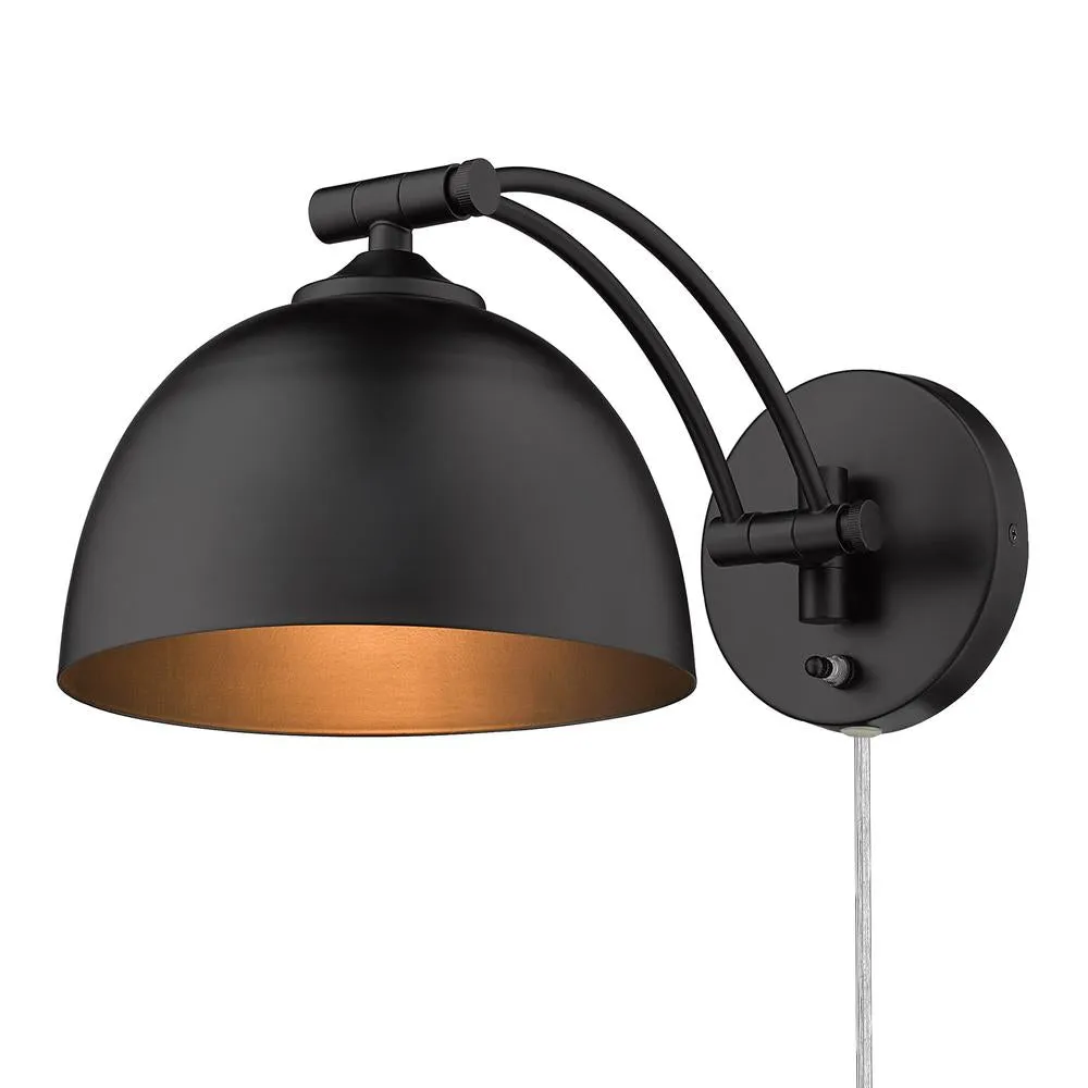 Rey 1 Light Articulating Wall Sconce BLACK WITH BLACK SHADE