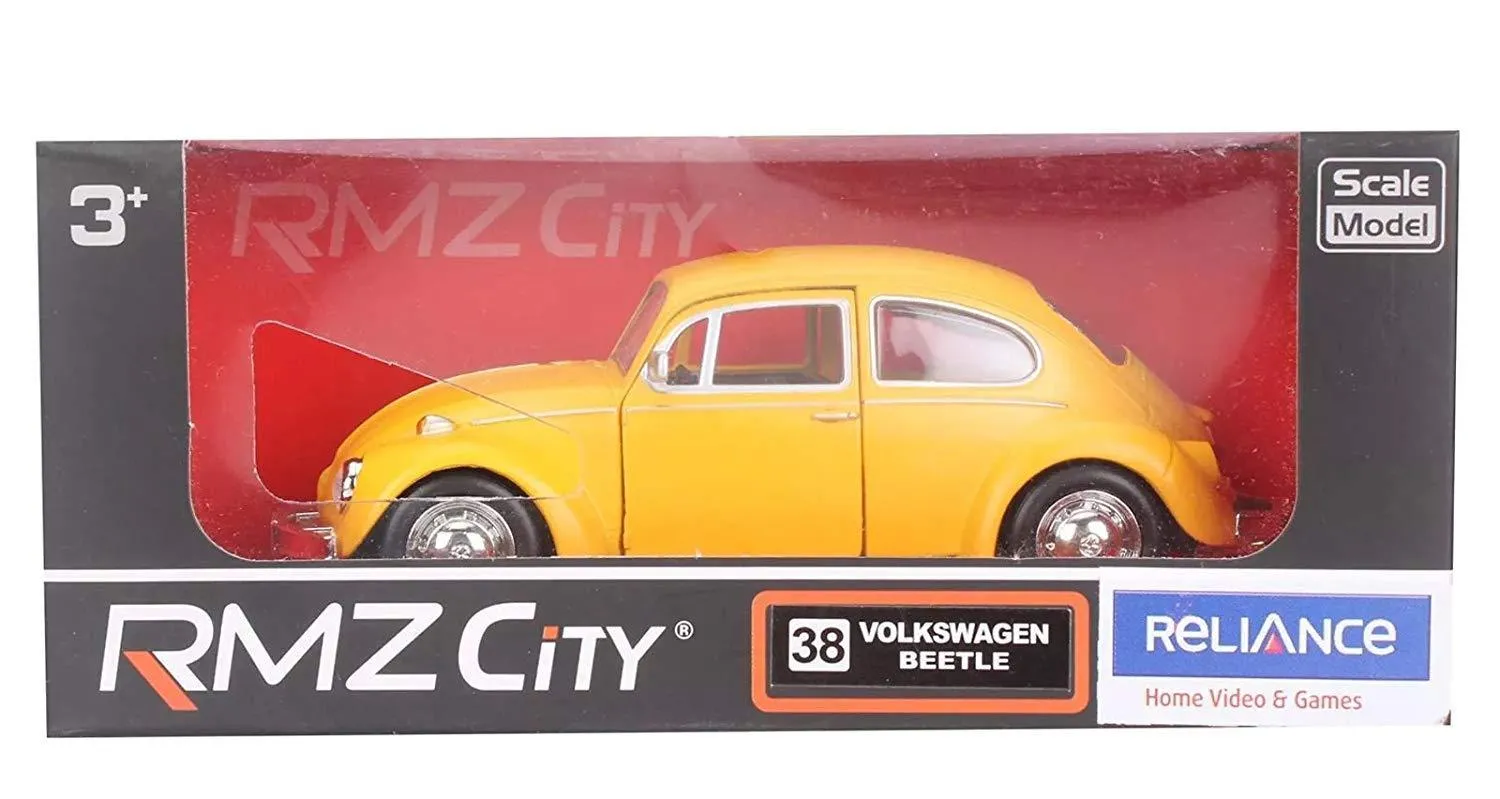 RMZ City Diecast Volkswagen Beetle Scaled Model (Yellow) - Classic Edition