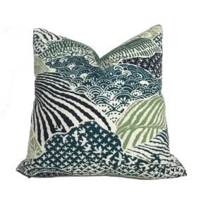 Robert Allen Madcap Cottage Windsor Park Palm Green White Pillow Cover