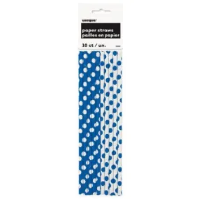 Royal Blue Dots Paper Straws (10ct)