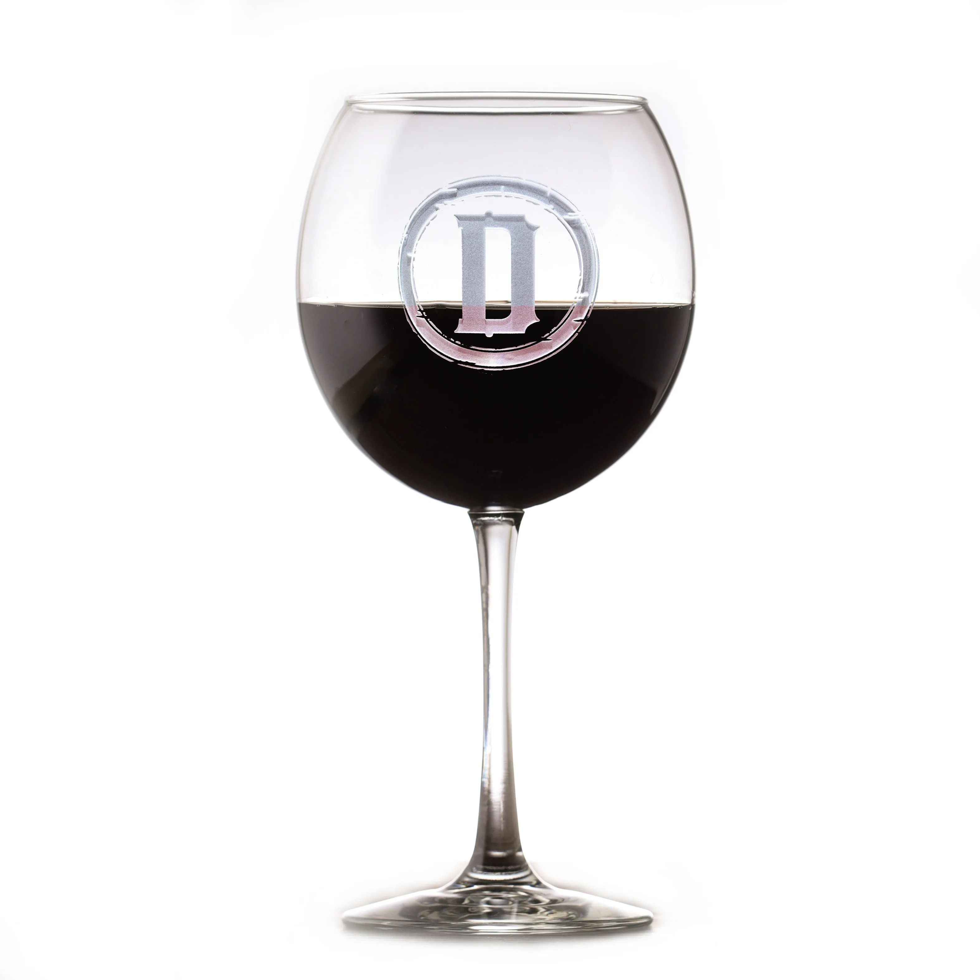 Rustic Monogram Red Wine Glass