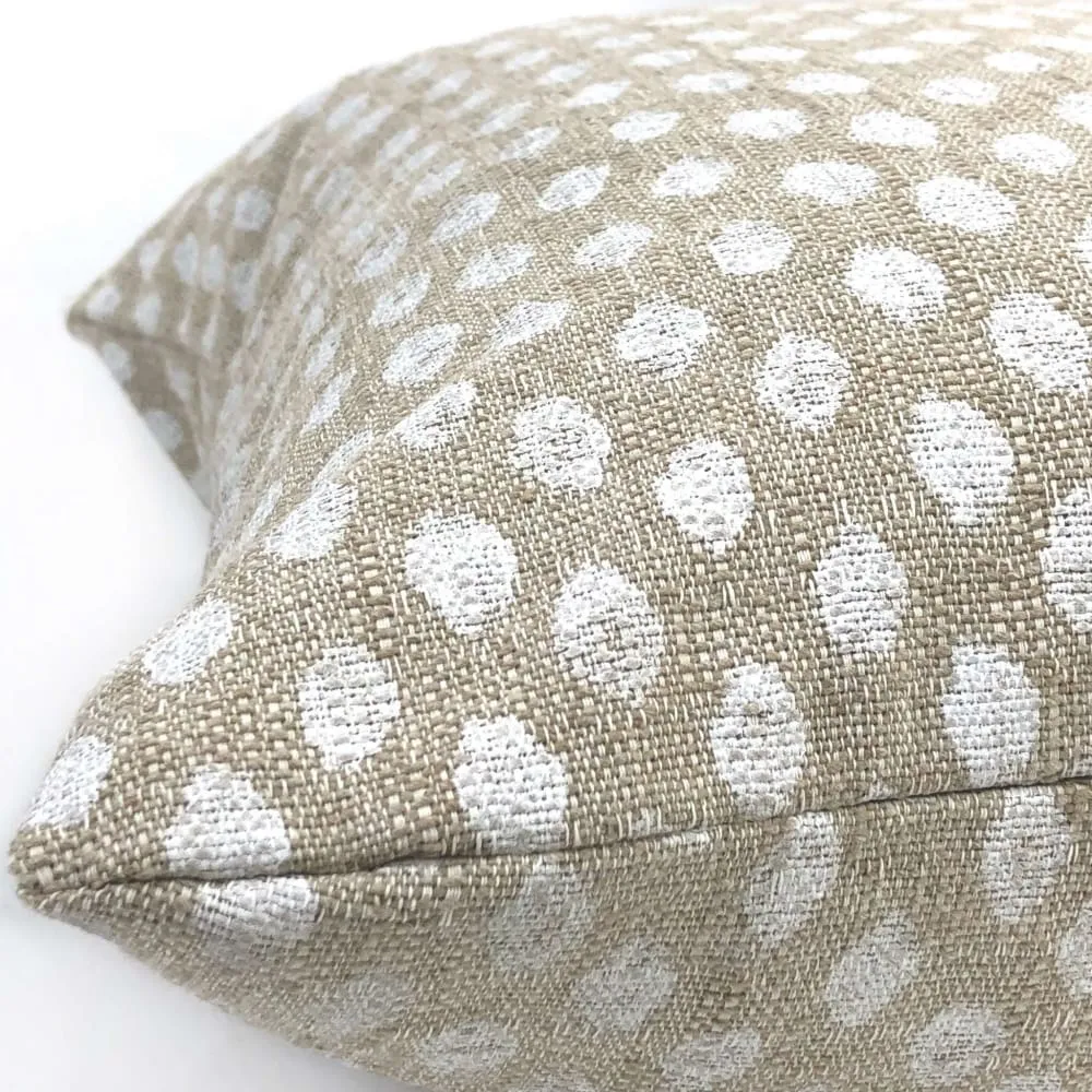 Sahara Chalk White Ikat Dots on Beige Pillow Cover (Made from Lacefield Designs fabric)