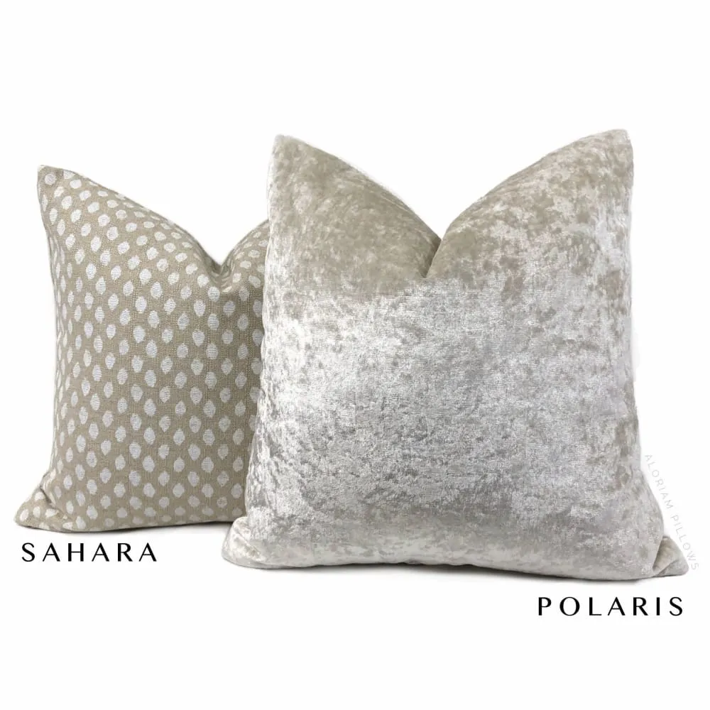 Sahara Chalk White Ikat Dots on Beige Pillow Cover (Made from Lacefield Designs fabric)